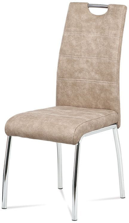 Autronic Jedálenská stolička, poťah krémová látka COWBOY v dekore vintage kože, biele prešitie, HC-486 CRM3